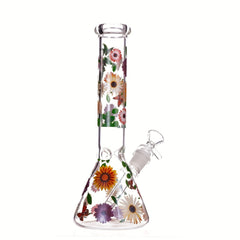 10" Glass Beaker Flower Bong - Discreet Smoker