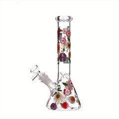 10" Glass Beaker Flower Bong - Discreet Smoker