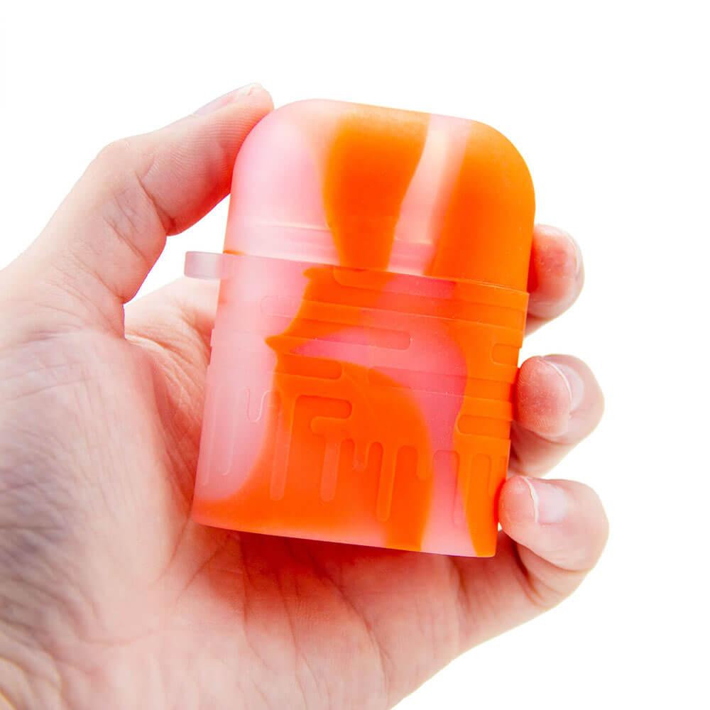 Orange Silicone One Hitter Dugout With Keychain - Discreet Smoker