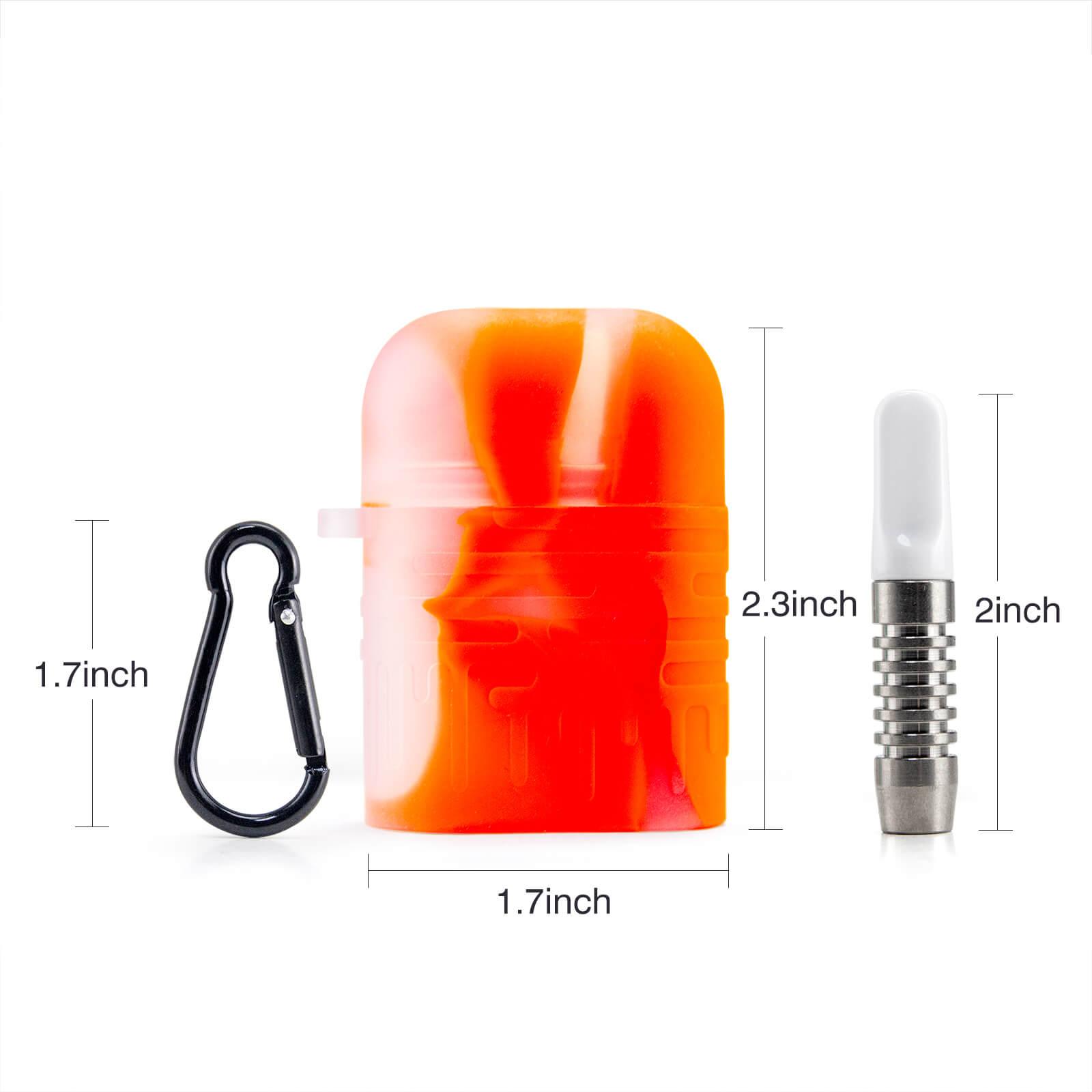 Orange Silicone One Hitter Dugout With Keychain - Discreet Smoker