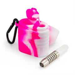 Silicone Dugout One Hitter Set Pink - Discreet Smoker