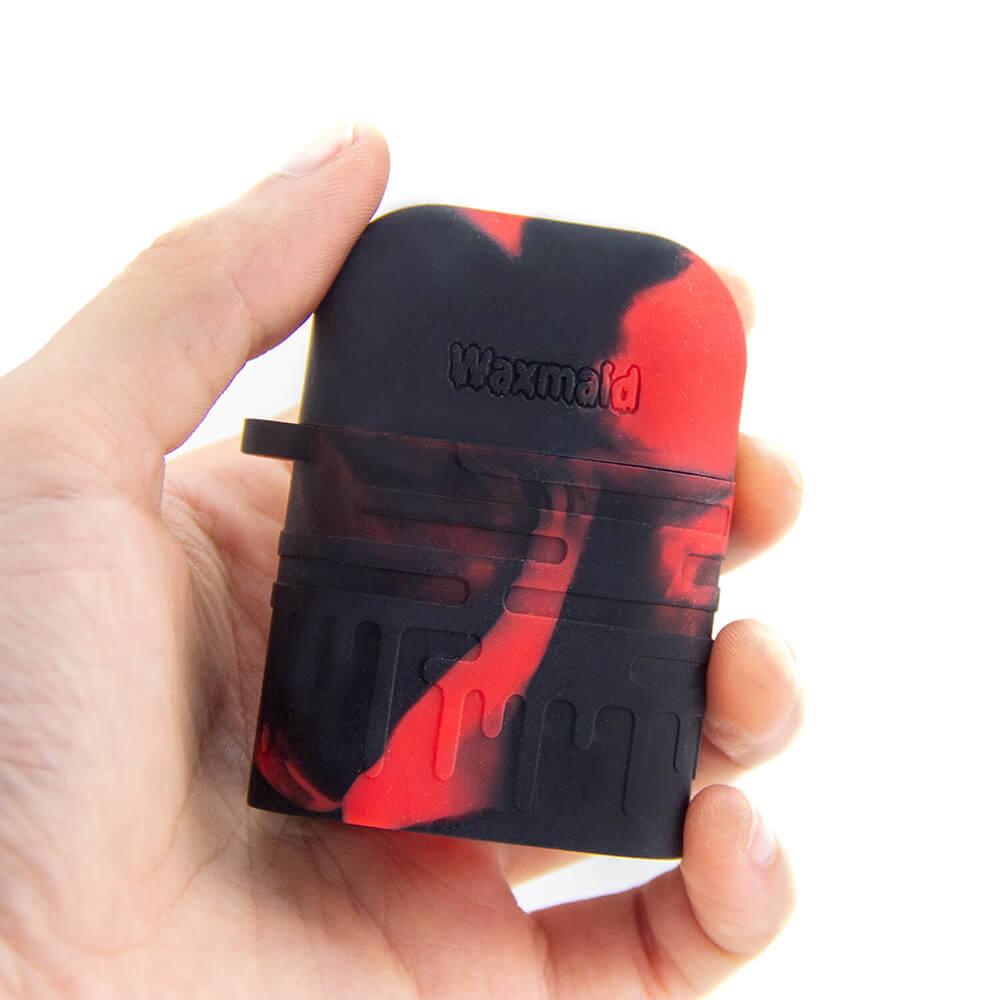 Silicone Dugout with One Hitter - Red/Black - Discreet Smoker