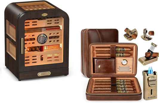 Cigar Cabinet & Cigar Box Lighter Set