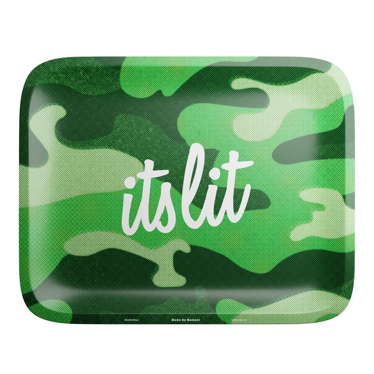 HEMPER  - It's Lit Light Green Camo Rolling Tray - Discreet Smoker