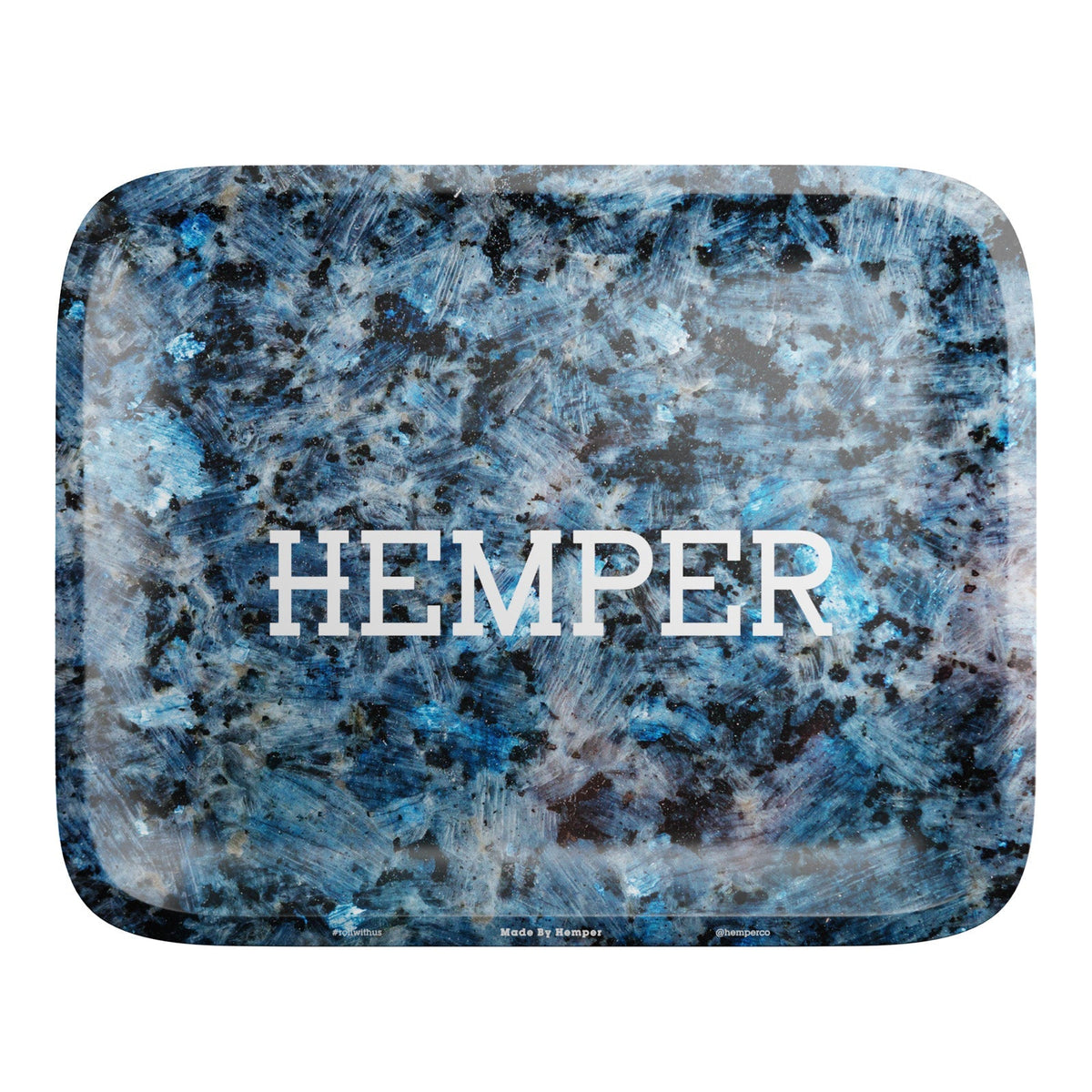 HEMPER  - Luxe Marble Black/Blue Rolling Tray - Discreet Smoker