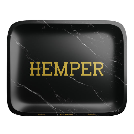 HEMPER  - Luxe Black Marble Rolling Tray - Discreet Smoker