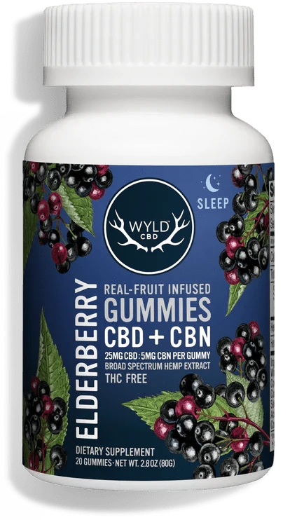 WYLD CBD Real Fruit Infused CBD + CBN Sleep Elderberry Gummies - Discreet Smoker