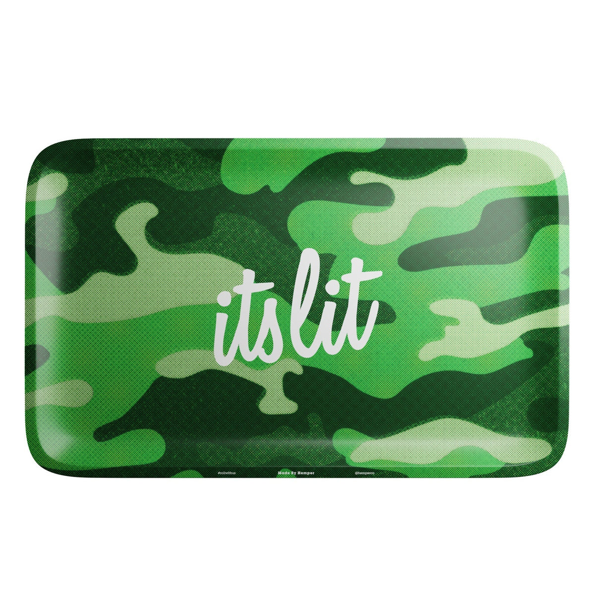 HEMPER  - It's Lit Light Green Camo Rolling Tray - Discreet Smoker