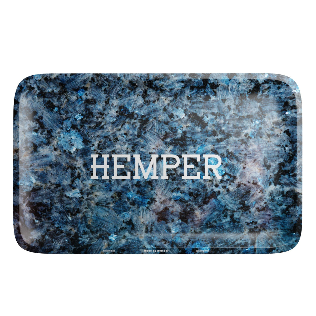 HEMPER  - Luxe Marble Black/Blue Rolling Tray - Discreet Smoker