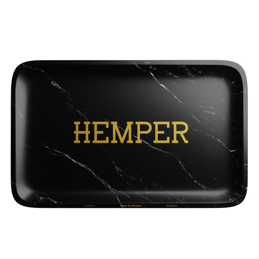 HEMPER  - Luxe Black Marble Rolling Tray - Discreet Smoker