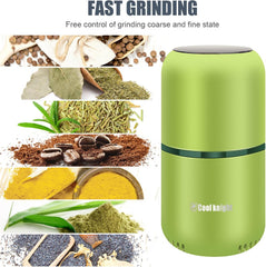 COOL KNIGHT Herb Grinder [Large Capacity/Fast/Electric ]-Spice Herb Coffee Grinder with Pollen Catcher/- 7.5" (Green)