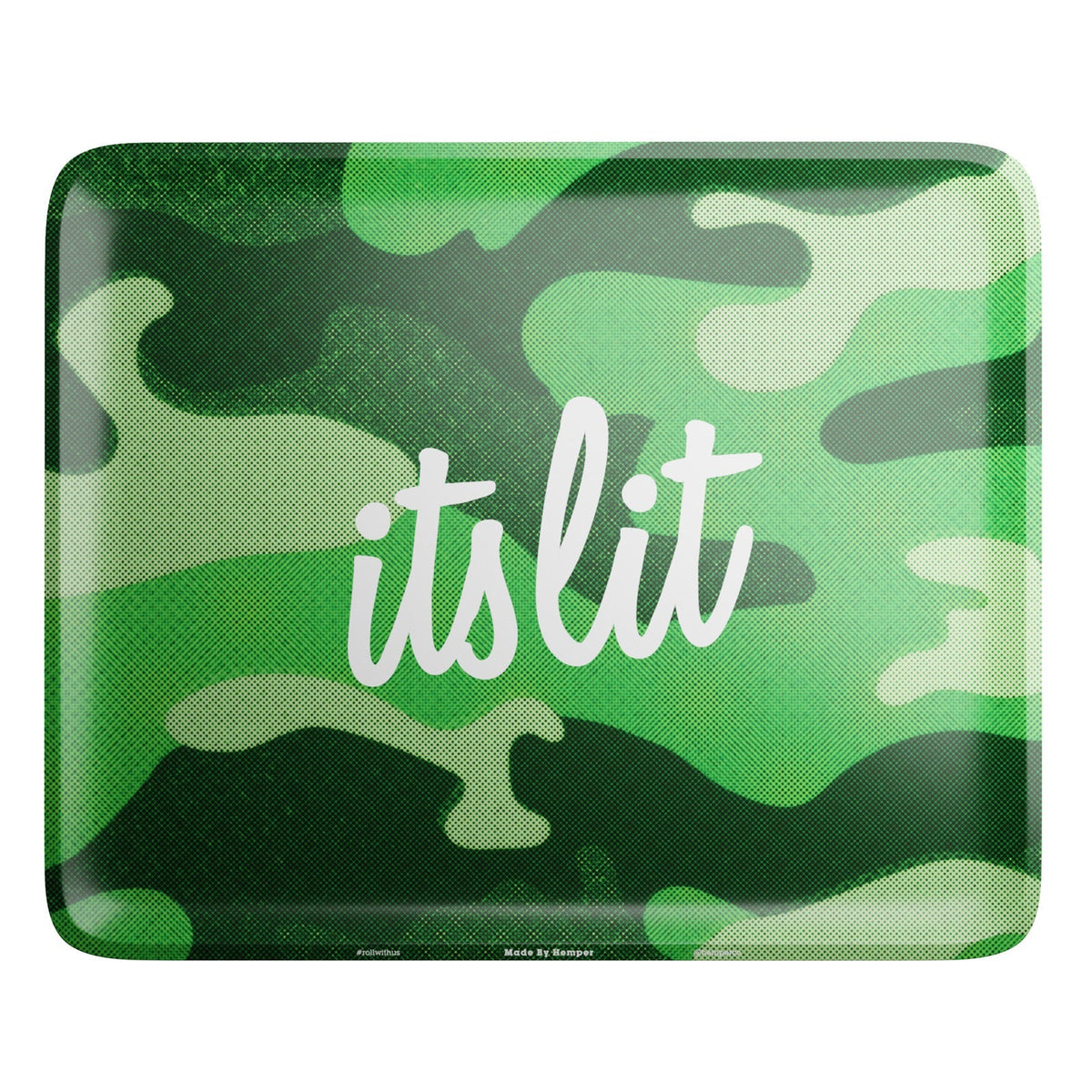 HEMPER  - It's Lit Light Green Camo Rolling Tray - Discreet Smoker