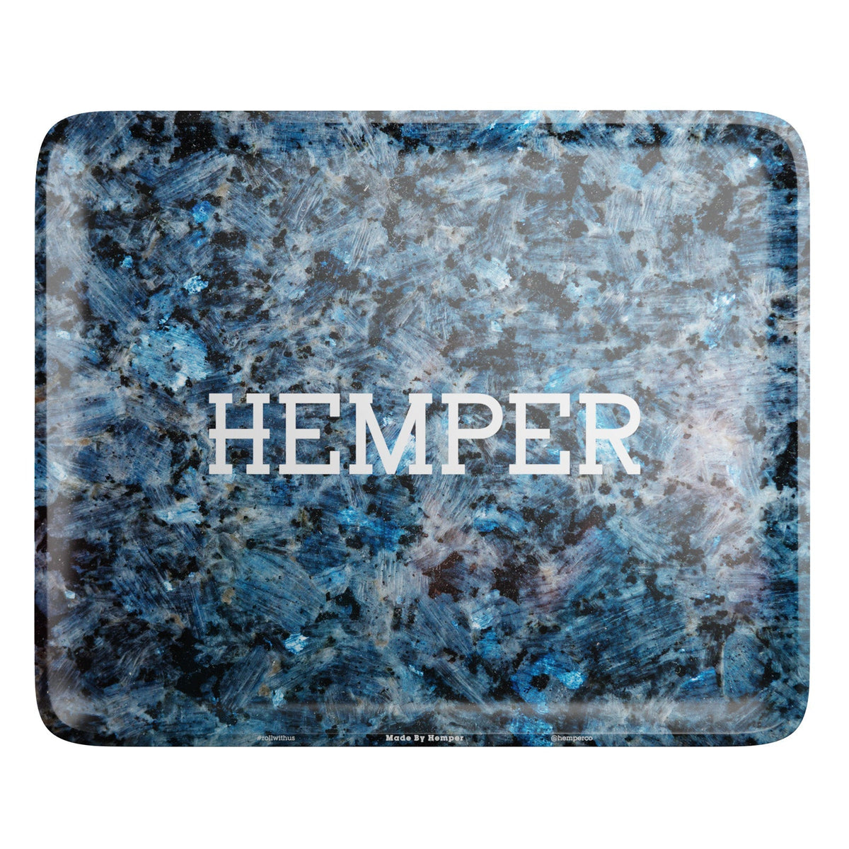 HEMPER  - Luxe Marble Black/Blue Rolling Tray - Discreet Smoker