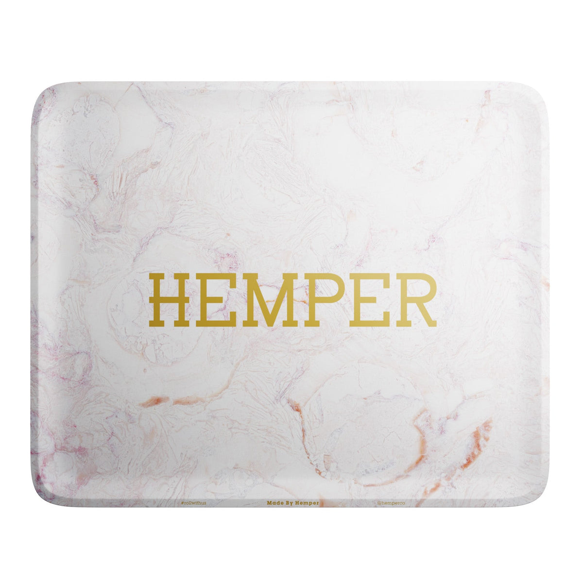 HEMPER  - Luxe Marble Pink/White Rolling Tray - Discreet Smoker