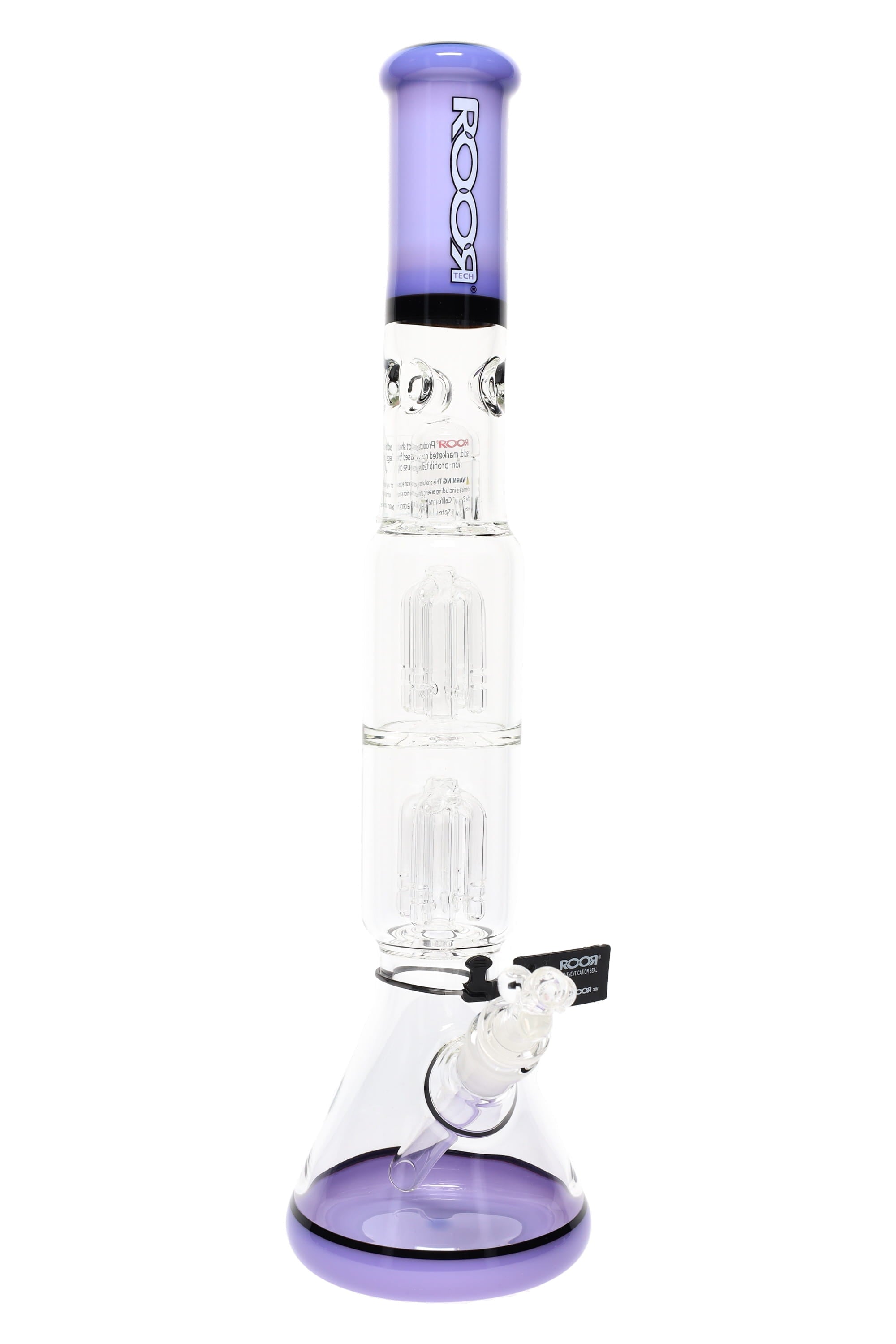 ROOR Tech 17" Multicolor Beaker Bong – Glass-on-Glass with Double Tree Percs - Discreet Smoker