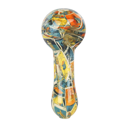 Pulsar Inside Print Glass Spoon Pipe | 4.75" - Discreet Smoker