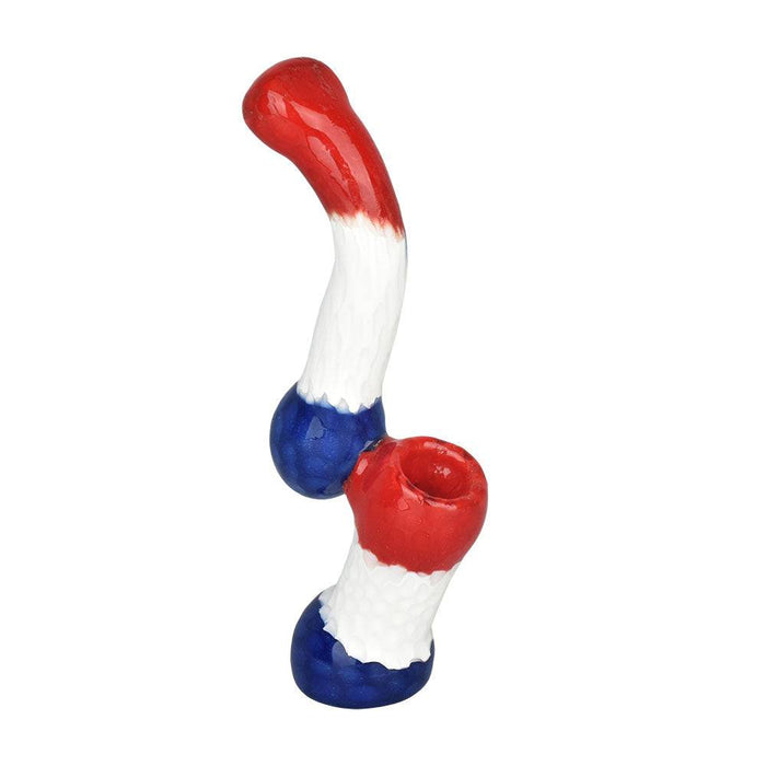 Hip Honeycomb Sherlock Bubbler Pipe | 6.5", Red White & Blue