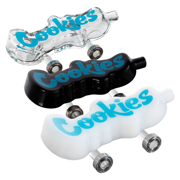 Cookies Toke Deck Glass Hand Pipe | 4.25", White