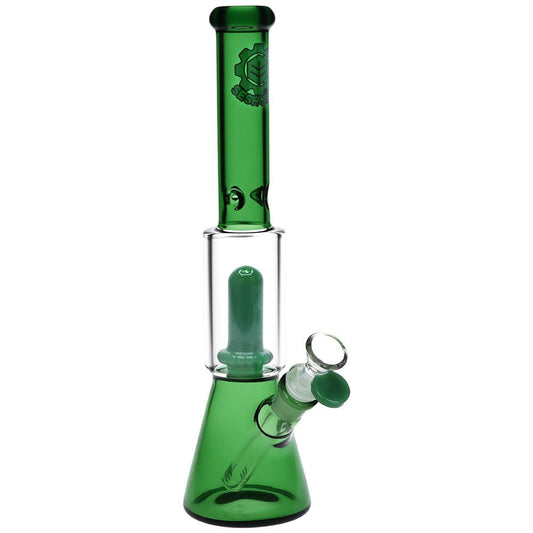 SeshGear Double Chamber Glass Beaker Water Pipe - 12" / 14mm F / Colors Vary - Discreet Smoker