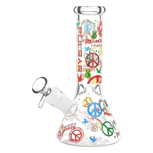 Pulsar World Peace Beaker Glass Water Pipe - 7.75" / 14mm F - Discreet Smoker