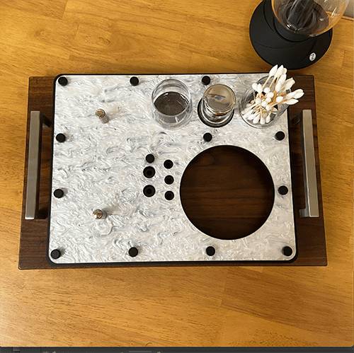 Zenco Vaporizer Double Sommelier Dab Sipping Glass Serving Tray with Handles for Drinkable Vapor - Discreet Smoker