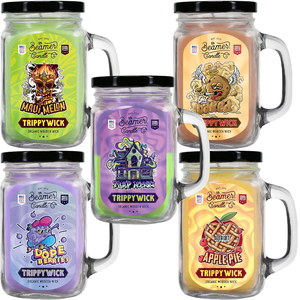 Beamer Candle Co. Trippy Wick Collection Mason Jar Candle | 12oz - Discreet Smoker
