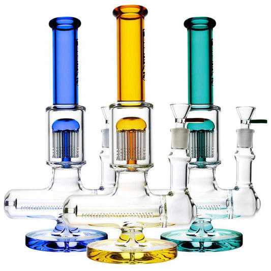 Pulsar Jellyfish Inline Perc Water Pipe- 11"/14mm F/Colors Vary - Discreet Smoker