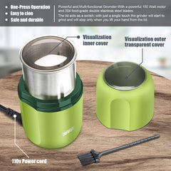 COOL KNIGHT Herb Grinder [Large Capacity/Fast/Electric ]-Spice Herb Coffee Grinder with Pollen Catcher/- 7.5" (Green)