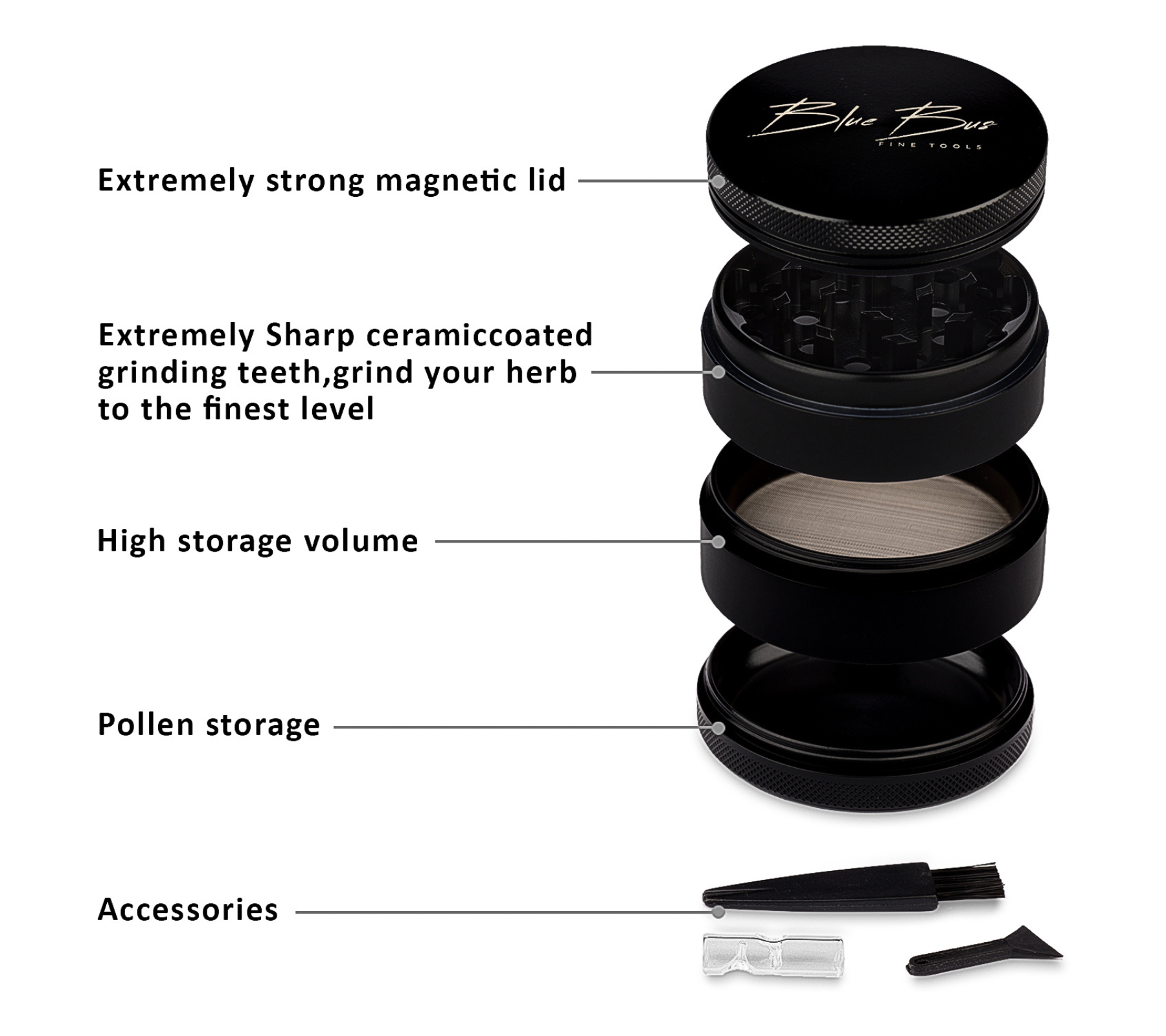 Bluebus Z1 2.5" Ceramic Grinder Yellow - Discreet Smoker