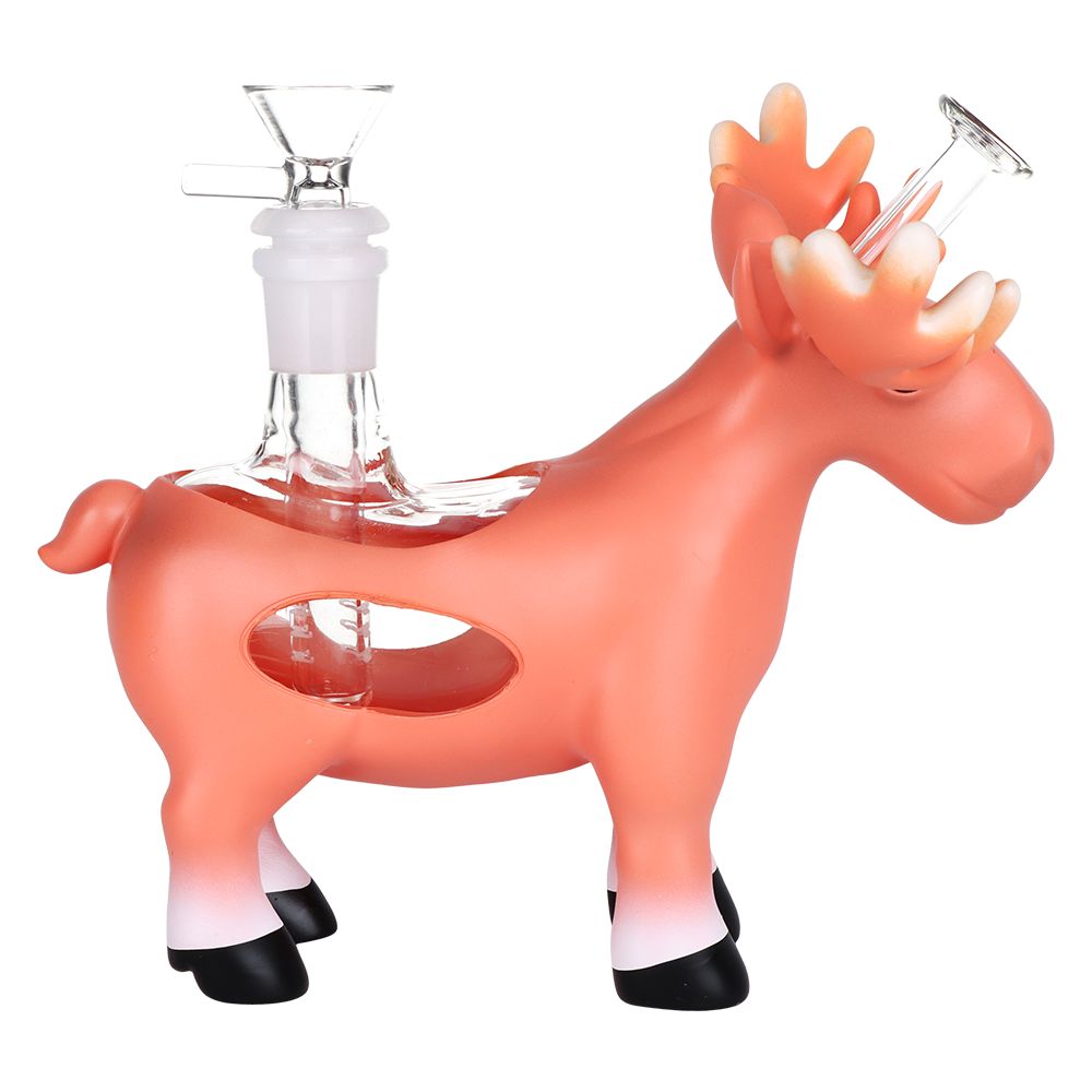 A-Moose Bouche Silicone & Glass Bubbler - 6" / 14mm F - Discreet Smoker