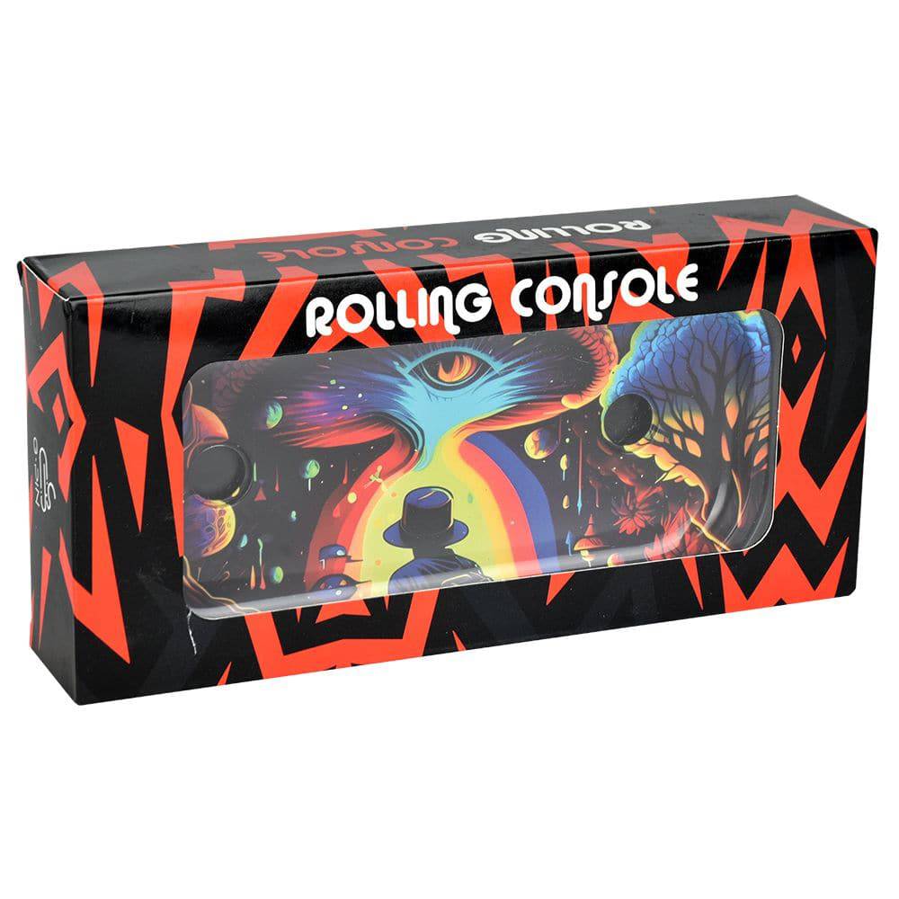 Elevated Metal Rolling Tray & Cone Loader Kit - Trippy World / 9.25"x 4.2" - Discreet Smoker