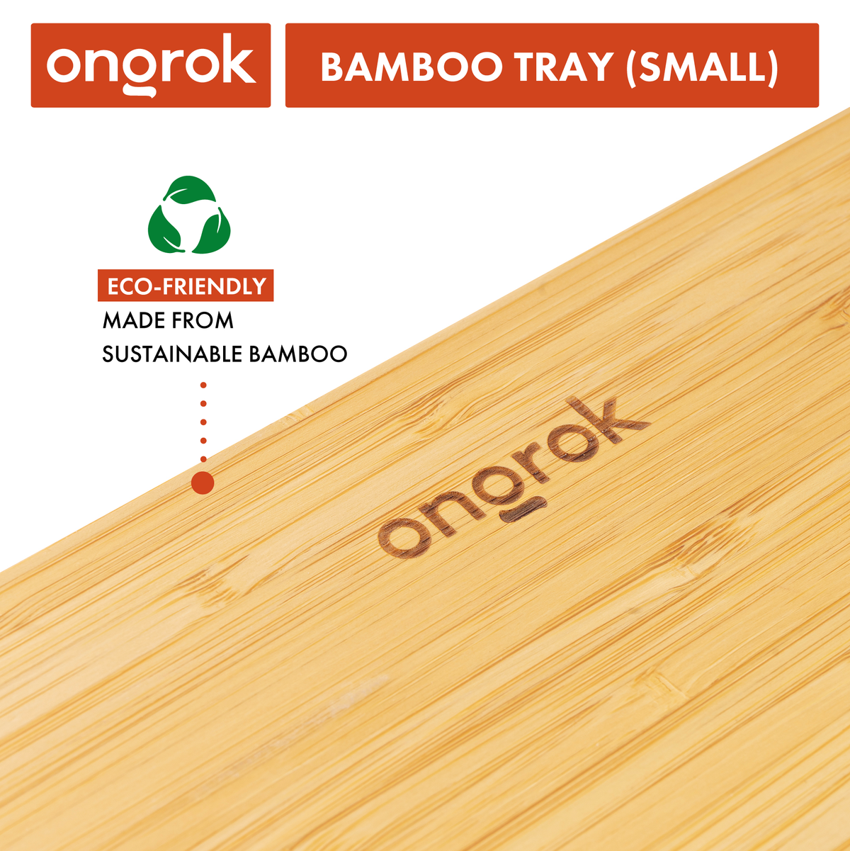 Ongrok Sustainable Small Bamboo Wood Tray - Discreet Smoker