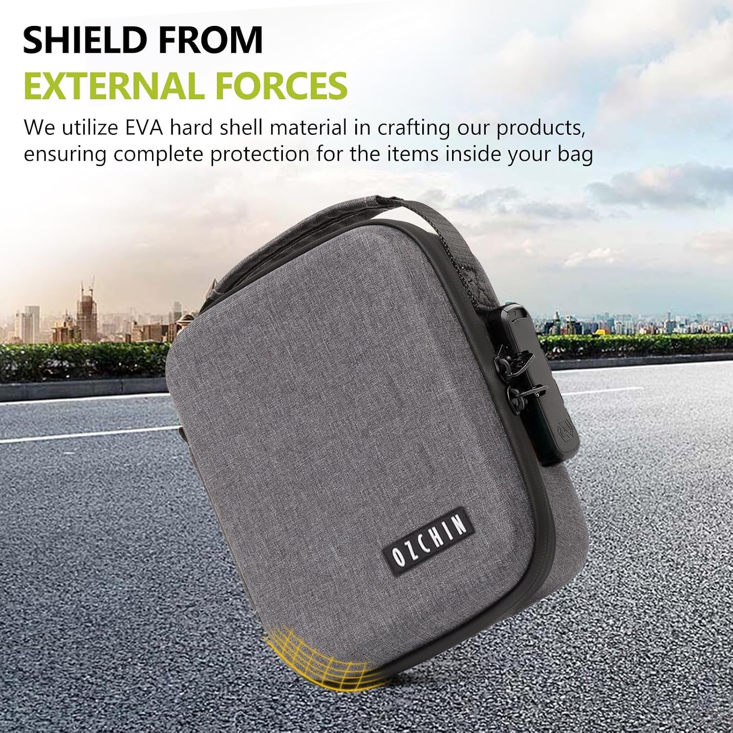 OZCHIN Smell Proof Bag with Combination Lock Shockproof Hard Shell Carrying Case Smoking Tobacco Bag Odorless Pouch Medicine Organizer Case Container Travel