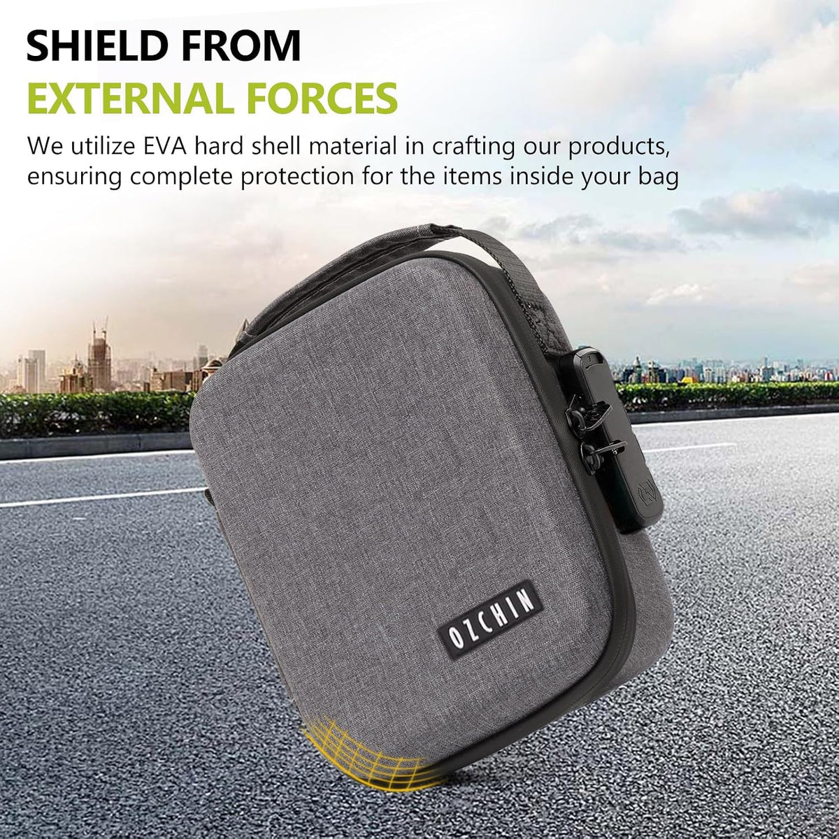 OZCHIN Smell Proof Bag with Combination Lock Shockproof Hard Shell Carrying Case Smoking Tobacco Bag Odorless Pouch Medicine Organizer Case Container Travel