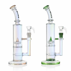 10" Dual Chamber Scientific Bong with Inline and Rocket Perc | Croia Glass - Discreet Smoker