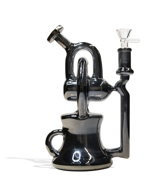 10 inch Glass Recycler Water Pipe with Plated Finish, Plated Grey