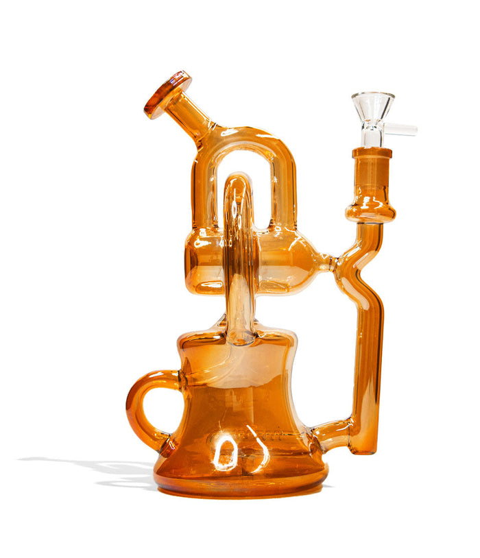 10 inch Glass Recycler Water Pipe with Plated Finish, Plated Orange
