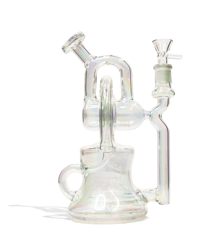 10 inch Glass Recycler Water Pipe with Plated Finish, Plated White