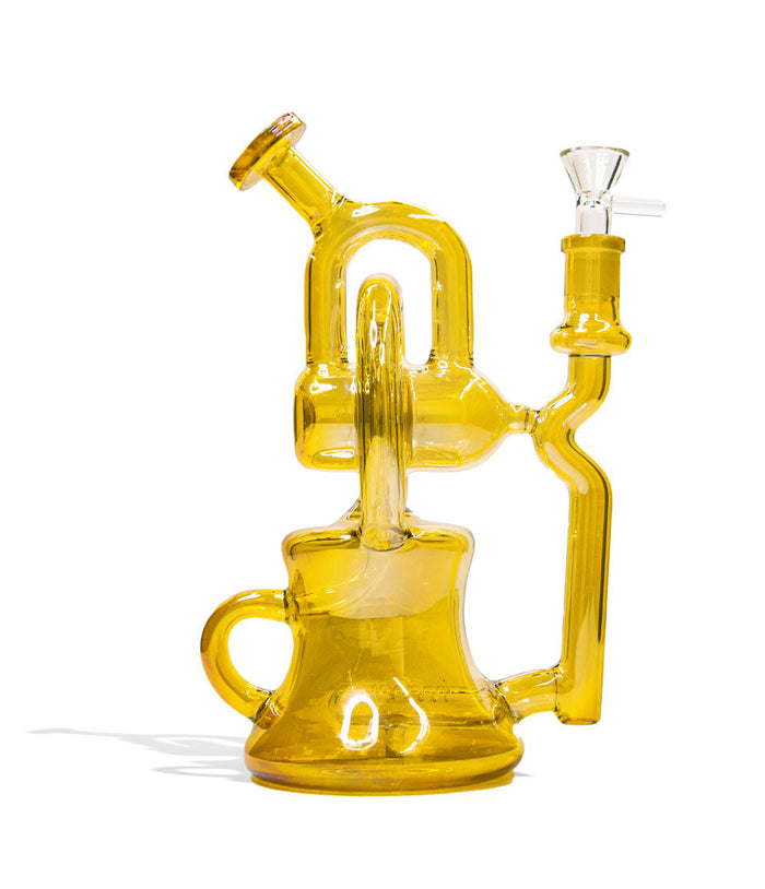 10 inch Glass Recycler Water Pipe with Plated Finish, Plated Yellow