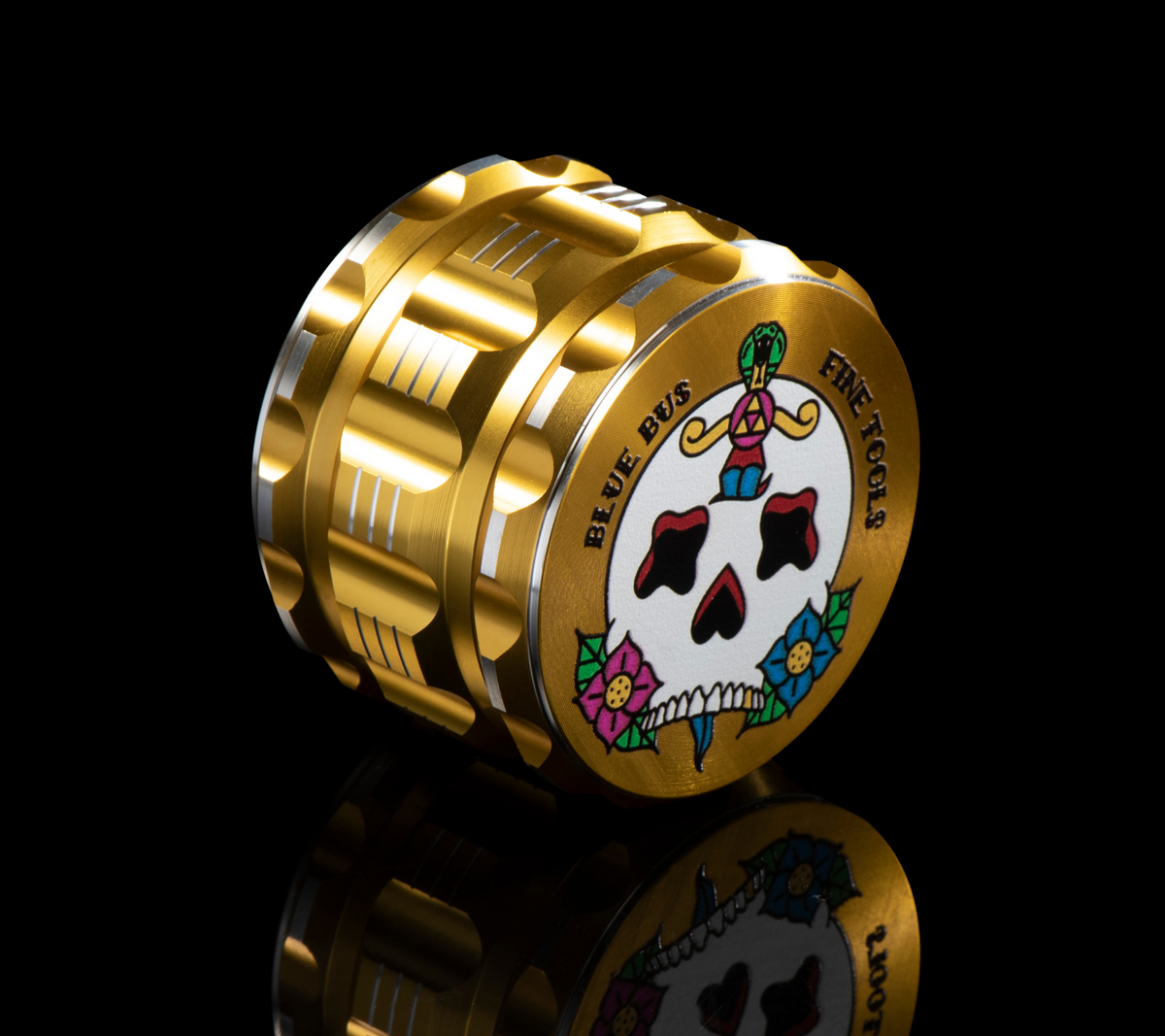 Bluebus GA 2.5 Inch Grinder Gold (Old School Edition) - Discreet Smoker