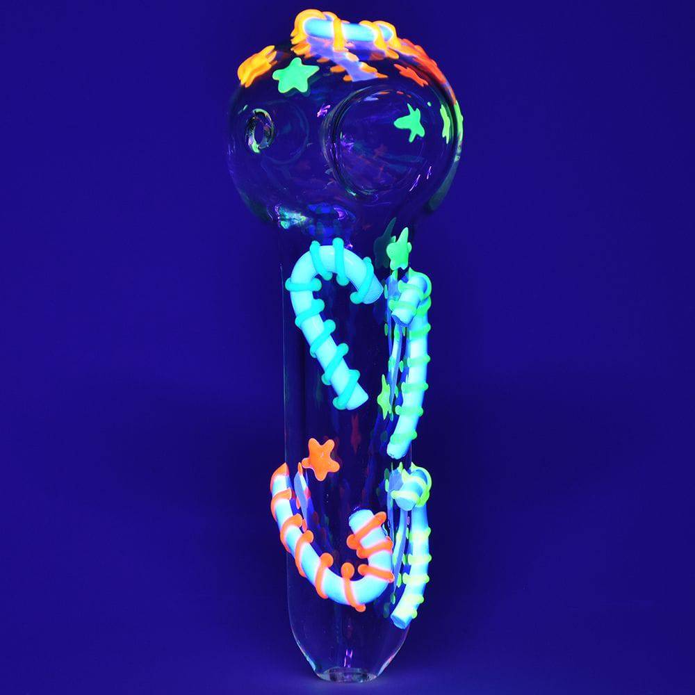 Neon Candy Cane Glass Spoon Pipe - 5" - Discreet Smoker