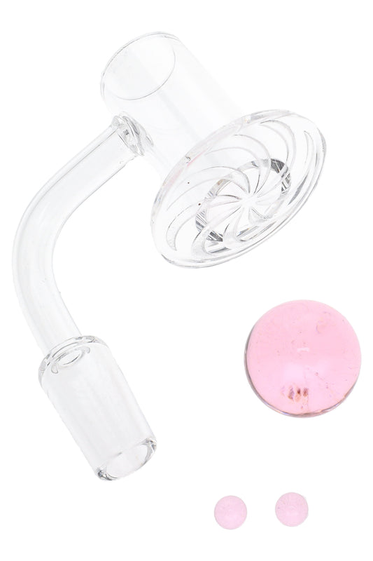 Quartz 14.5 mm Male Domeless Terp Slurper Banger “SpinDish” – Marble & Pearls - Discreet Smoker