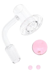 Quartz 14.5 mm Male Domeless Terp Slurper Banger “SpinDish” – Marble & Pearls - Discreet Smoker