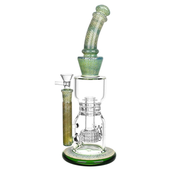 Pulsar Flower of Life Water Pipe - 12.25" - 14mm, Green