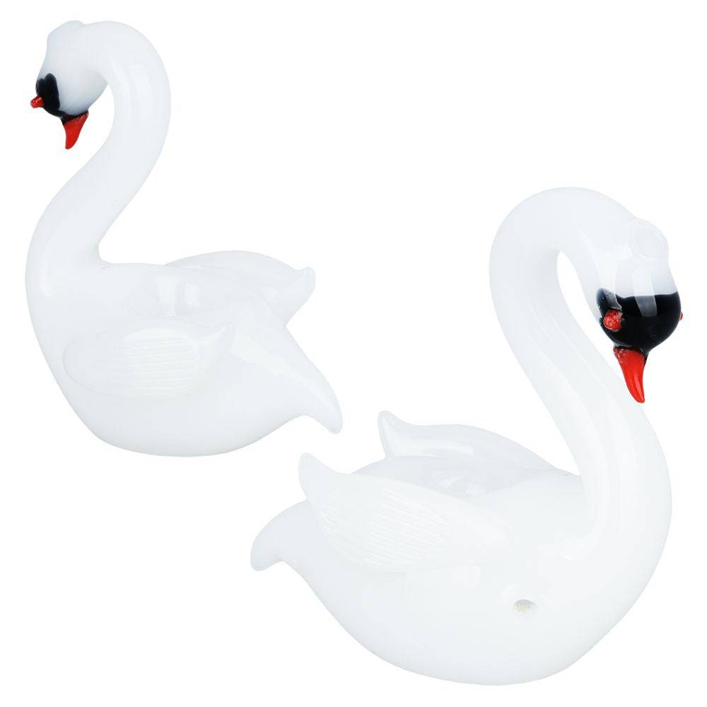 White Swan Glass Hand Pipe - 3"