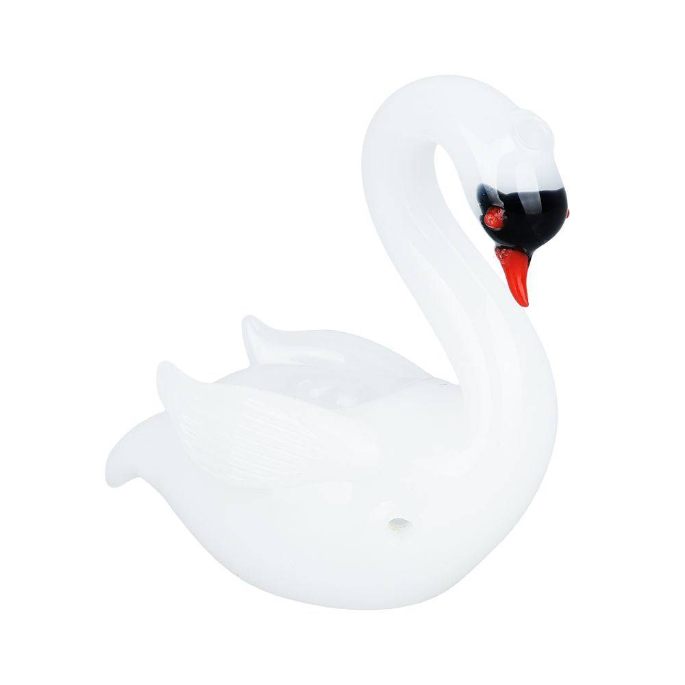 White Swan Glass Hand Pipe - 3"