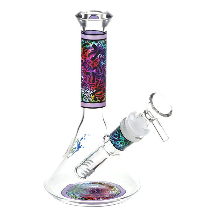 Pulsar Design Series Flared Beaker Glass Water Pipe | 6.75" | 14mm F, Rainbow Logo Camo
