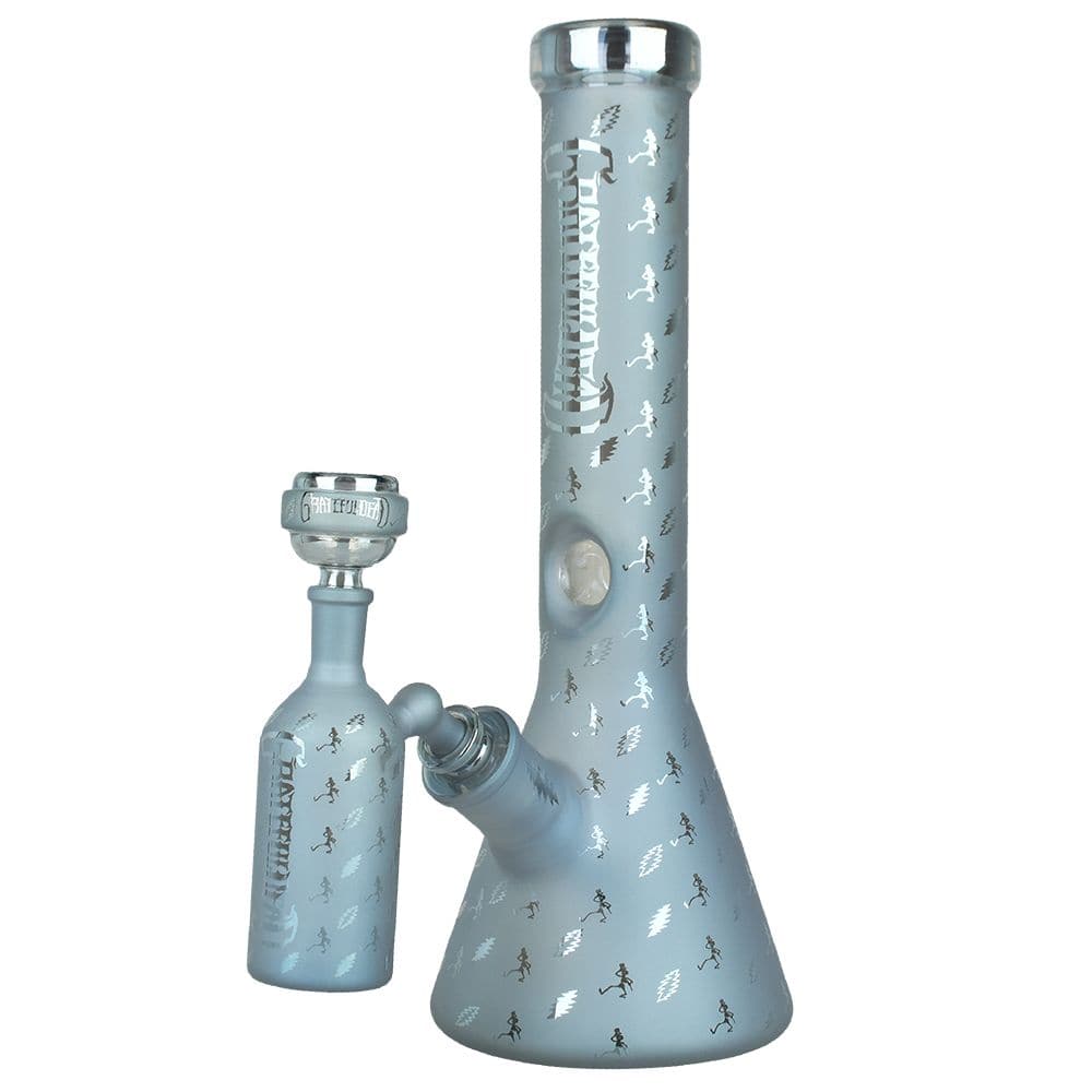 Grateful Dead x Pulsar Bolts And Skellies Glass Beaker Water Pipe Set | 13.75" | 14mm F - Discreet Smoker