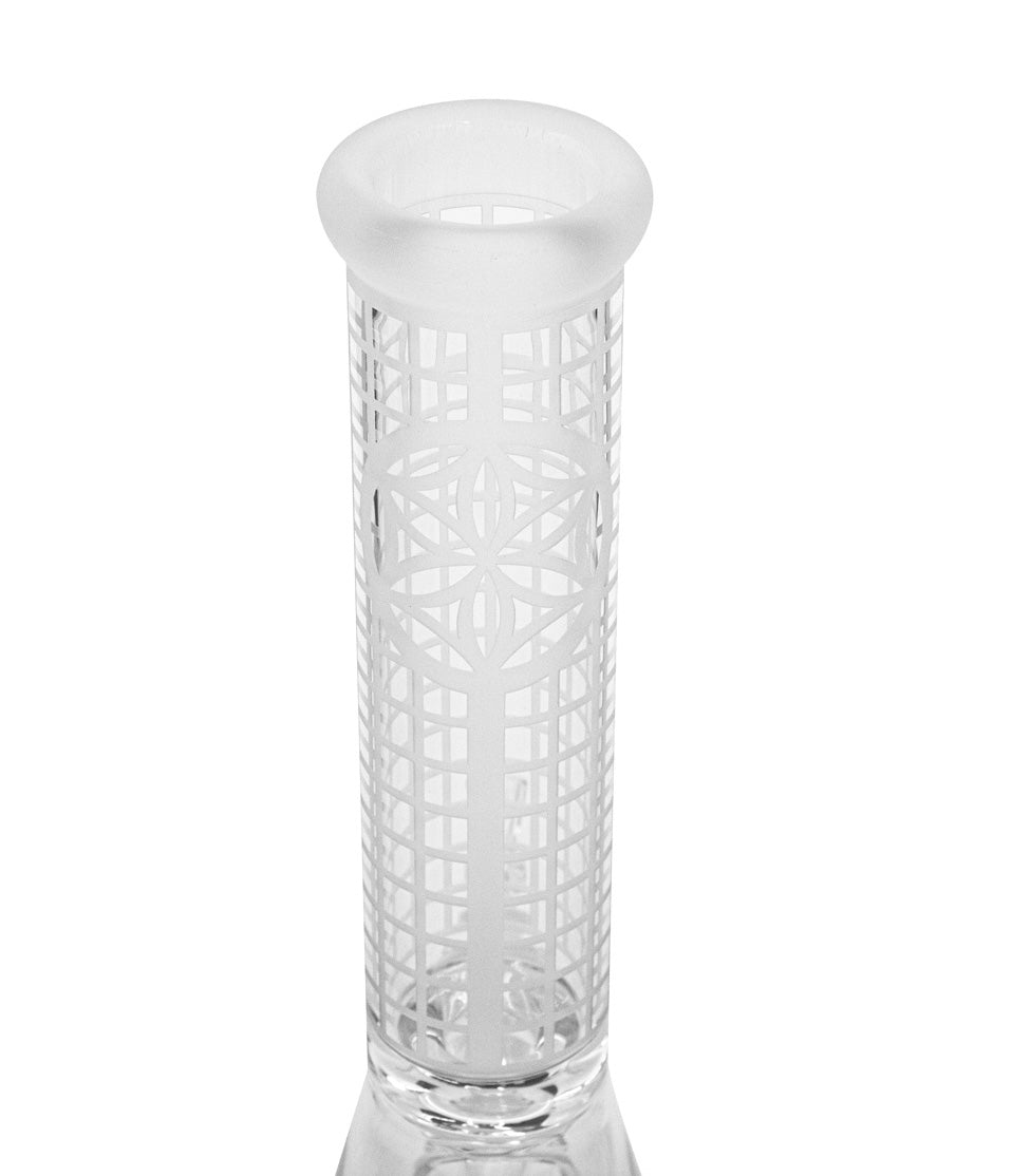 14 Inch Premium Etched Water Pipe with Heavy Base - Discreet Smoker