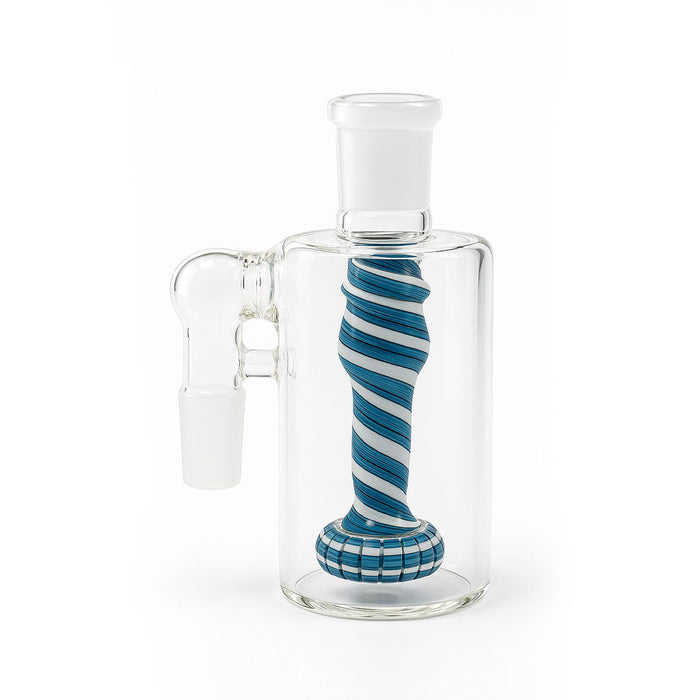 Colorful Swirl Handblown Glass Showerhead Perc Ash Catcher, Glacier